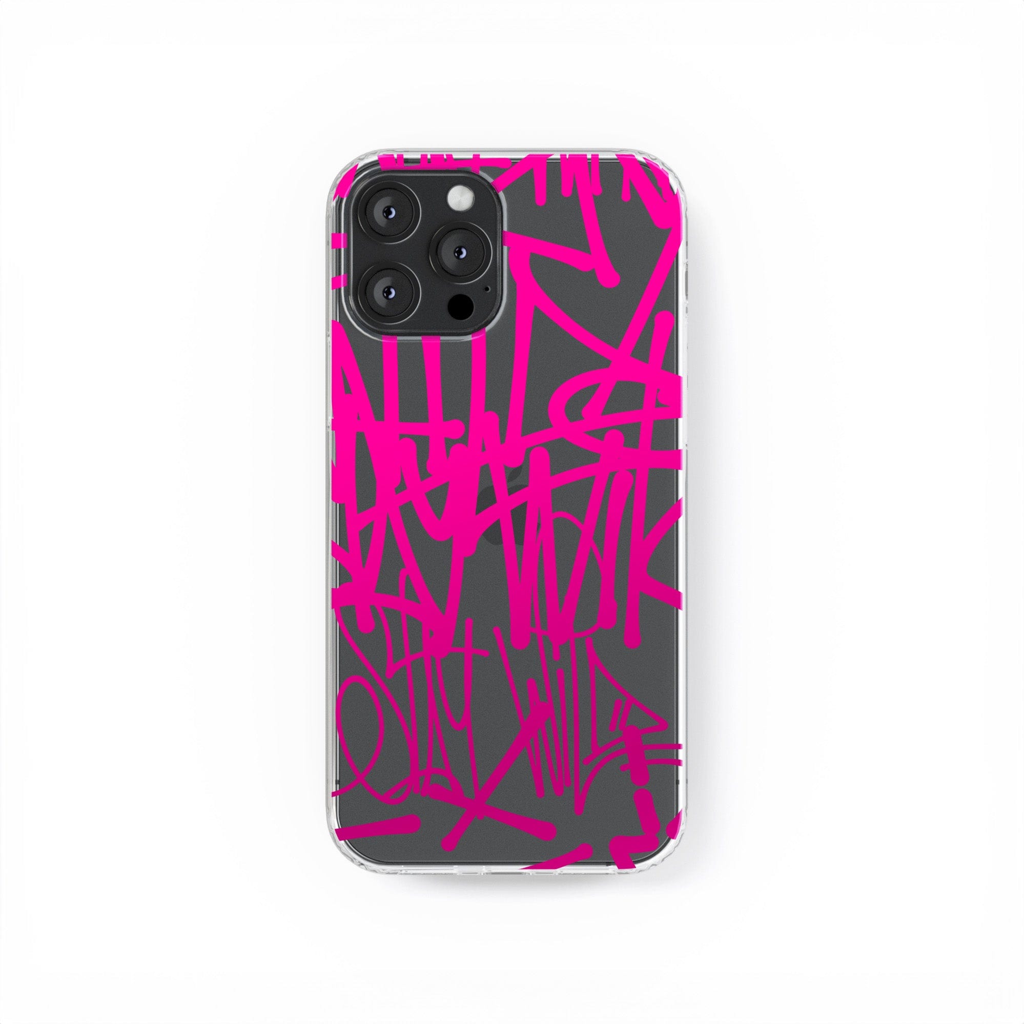 Transparent silicone case "Pink graffiti 3"