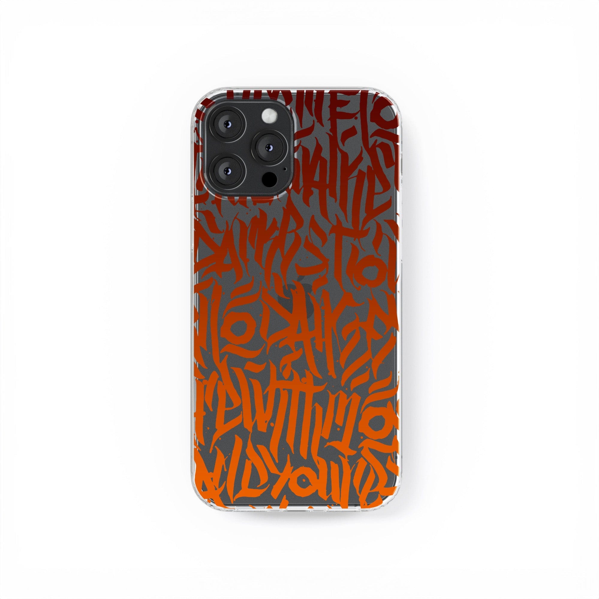 Transparent silicone case "Orange graffiti"