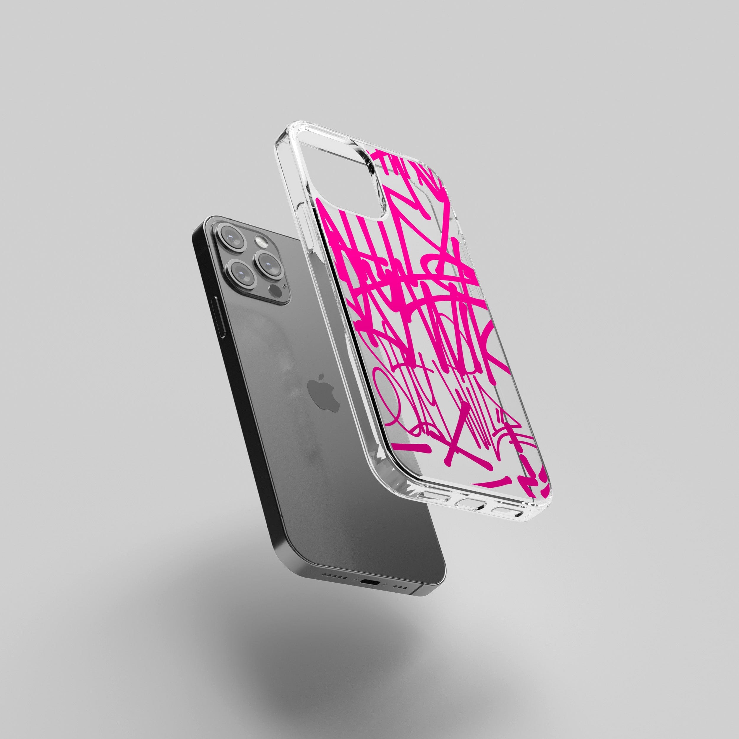 Transparent silicone case "Pink graffiti 3"