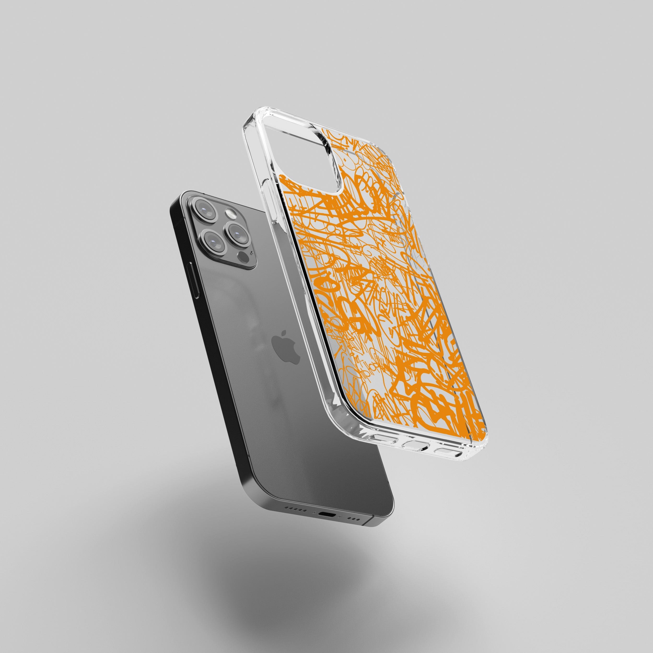 Transparent silicone case "Orange graffiti"