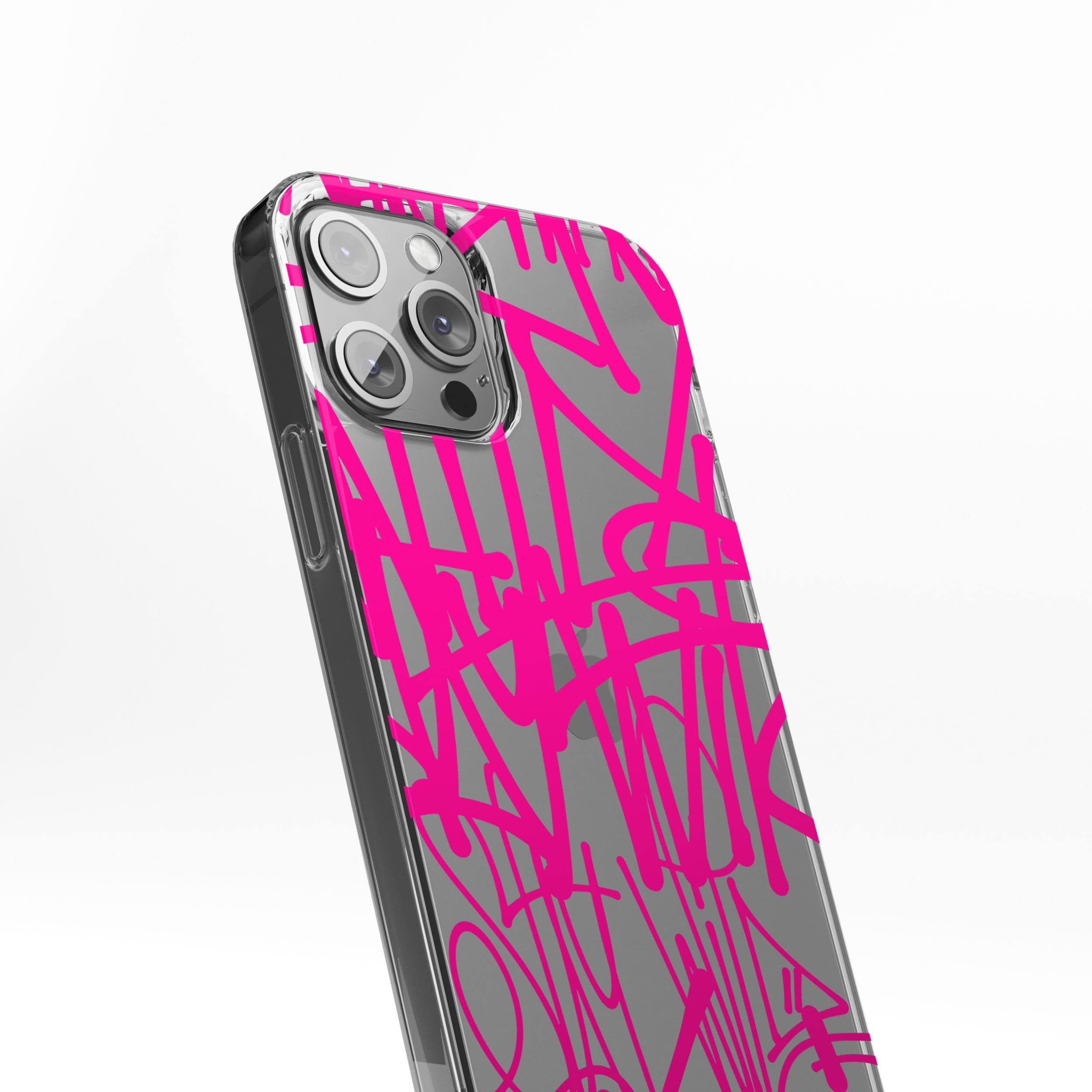 Transparent silicone case "Pink graffiti 3"