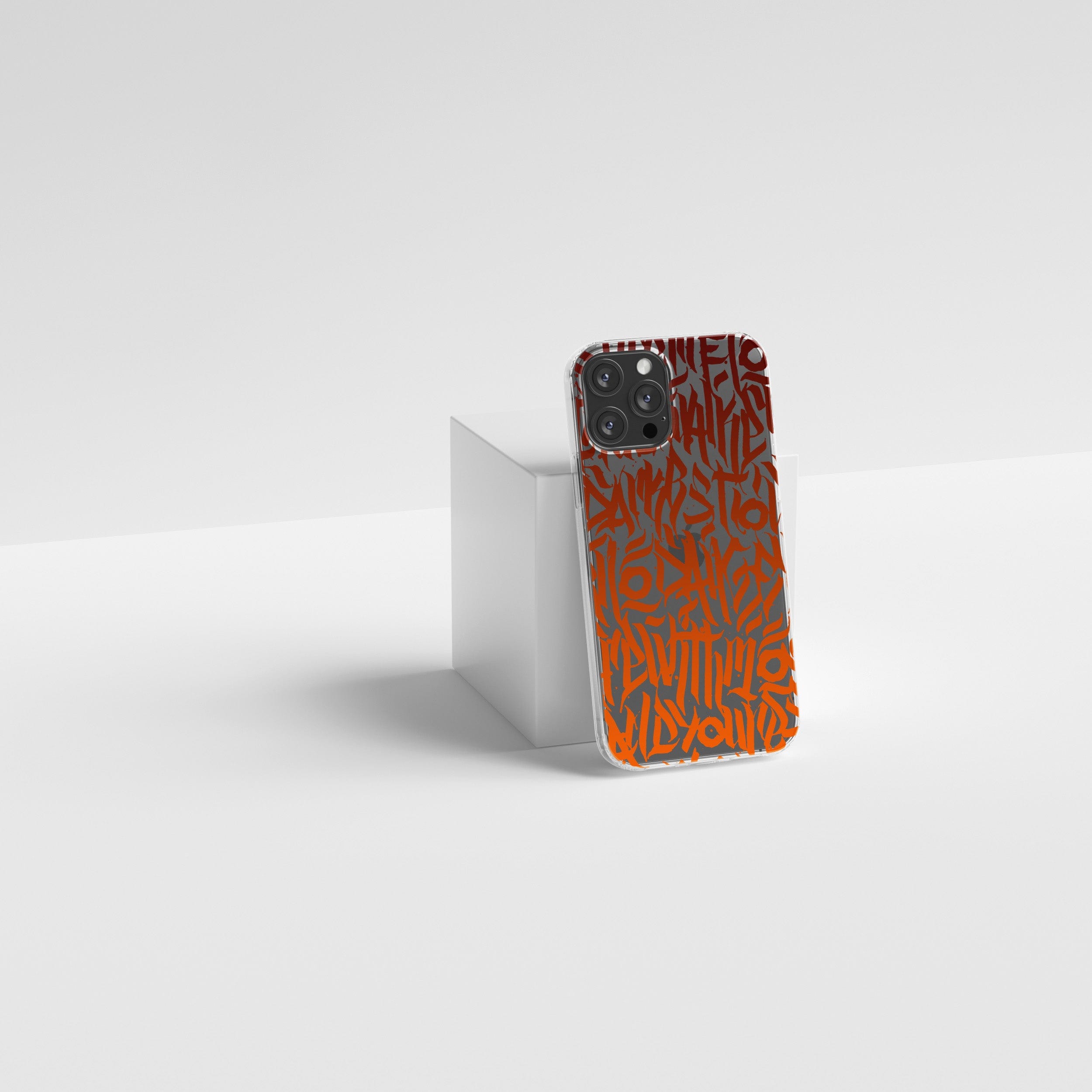 Transparent silicone case "Orange graffiti"
