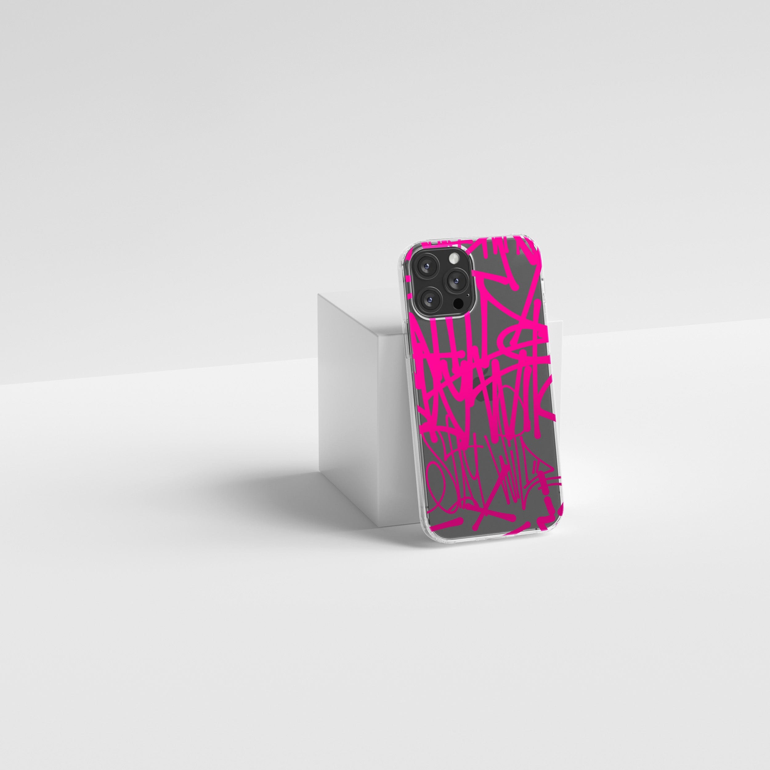 Transparent silicone case "Pink graffiti 3"